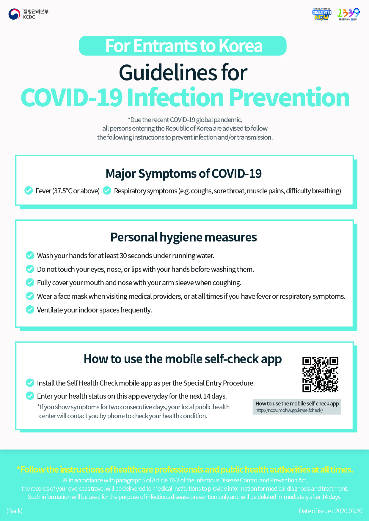 For Entrants to Korea Guidelines for COVID-19 Infection Prevention