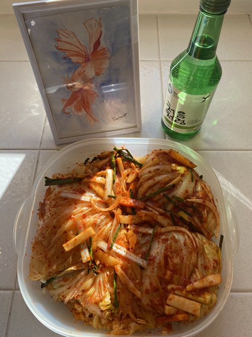 les ingrédients utilisés et le Kimchi que j’ai préparé (Photos de Danielle TARTARUGA) 