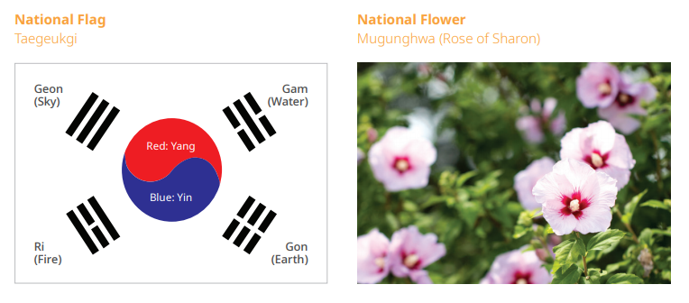 National flower (Mugunghwa) and National flg (Taegeukgi)