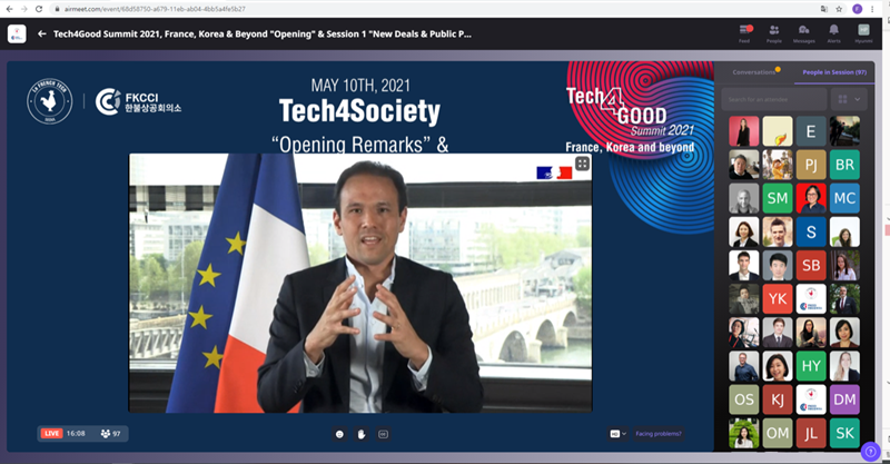 Tech4Good Summit 2021 France, Korea & Beyond / Opening. Monsieur Cédric O / Secrétaire d’Etat chargé de la Transition numérique et des Communications électroniques Ⓒ French Tech Community Seoul and the French Korean Chamber of Commerce and Industry (FKCCI)