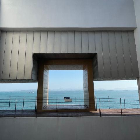 连接着海南郡与珍岛郡的跨海观光缆车外美丽海景。 韩宣网记者赵国淞 摄