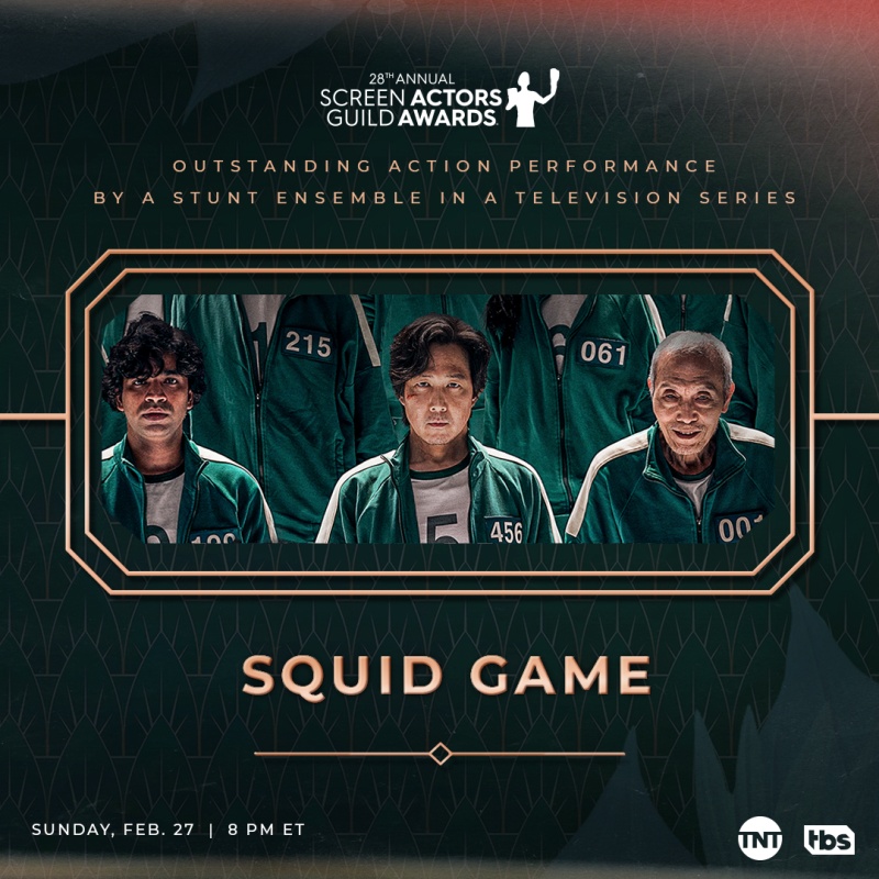 Dieses von den Screen Actors Guild Awards bereitgestellte Bild hebt „Squid Game“ als Nominierten für „Bestes Schauspielensemble in einer Dramaserie” am 12. Januar 2022 hervor. ⓒ SAG Awards
