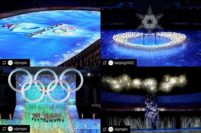 Olympic Bắc Kinh 2022 đã khai mạc với hiệu ứng ánh sáng hoành tráng và đậm chất nghệ thuật đặc sắc Trung Quốc. (Ảnh: Facebook Korean Sport & Olymic Committee – KSOC)