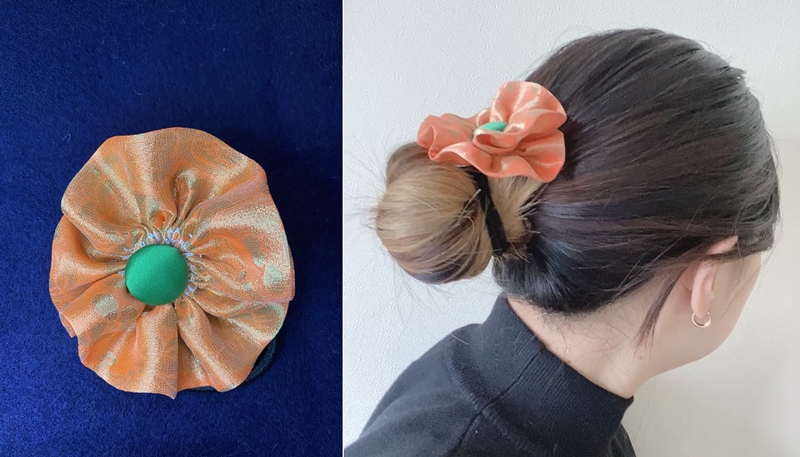 花のヘアゴム＝2月1日、大阪、花野友季子撮影