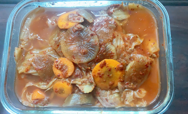 Kimchi đã lên men thành công (Ảnh: Đào Mạnh Nghĩa)