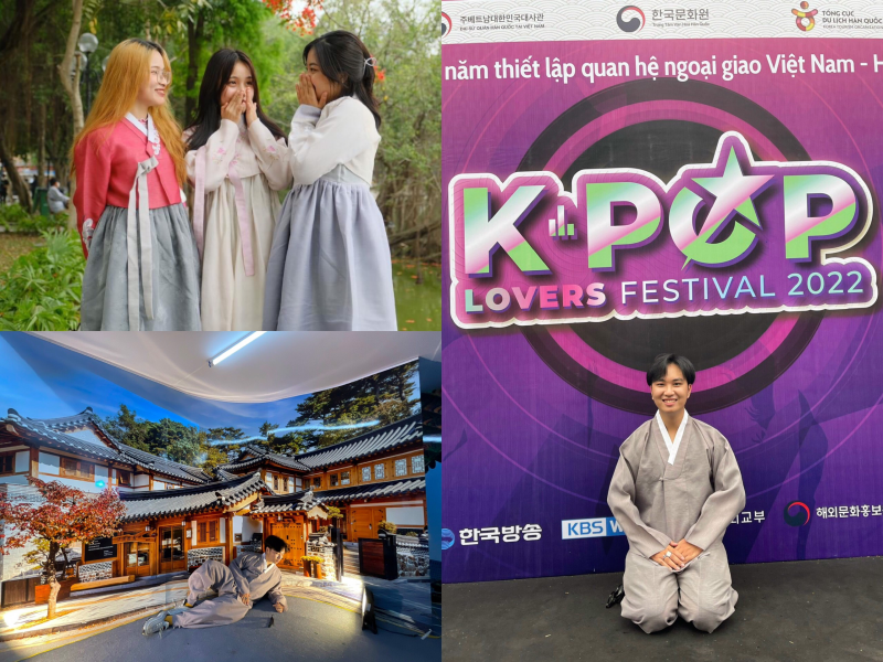 Trải nghiệm lần đầu tiên được mặc Hanbok – trang phục truyền thống của Hàn Quốc của bạn Lê Minh Hiếu. (Ảnh: Đặng Phương Thanh)