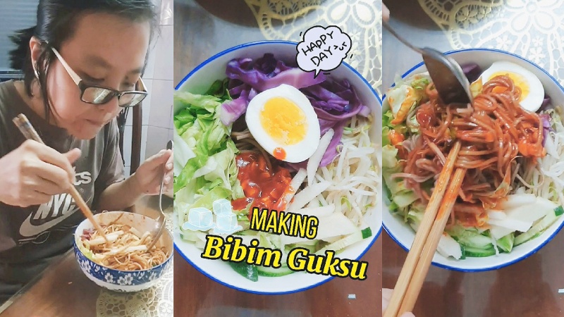Thưởng thức món mì trộn lạnh kiểu Hàn giúp đẩy lùi cái nóng oi ả của mùa hè hiệu quả. (Ảnh: Vũ Đỗ Hải Hà) 