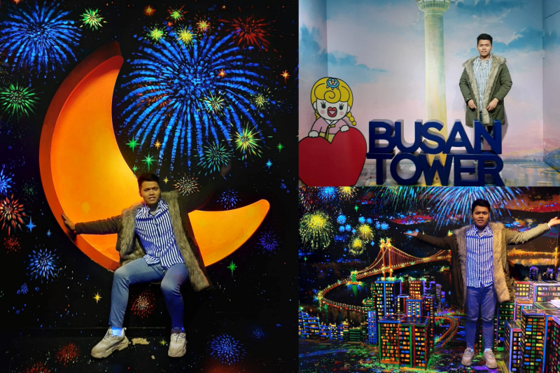 Chụp ảnh ở khu vực photozone bên trong tháp Busan. (Ảnh: Đào Mạnh Nghĩa)