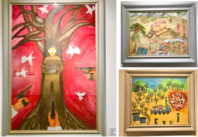 第２歴史館に展示されているハルモニたちの描いた絵画