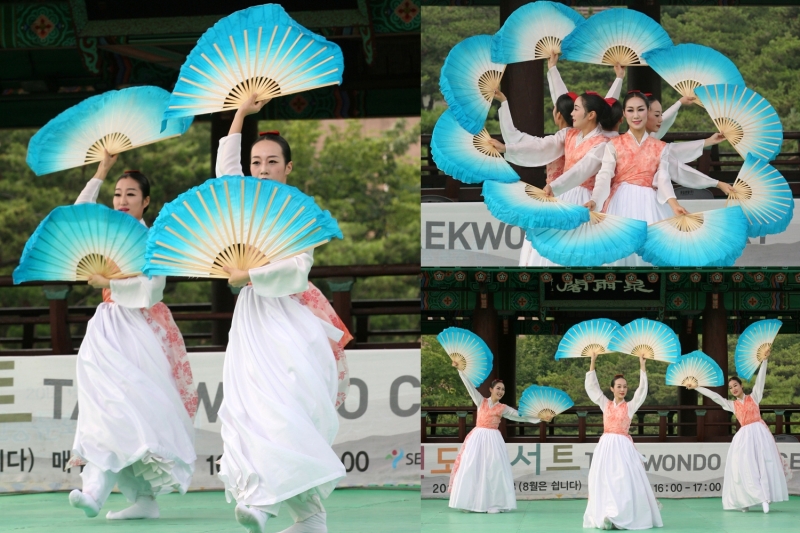 Buchaechum là điệu múa quyến rũ được thể hiện qua sự uyển chuyển của các vũ công. (Ảnh: Jeon Han / Korea.net)