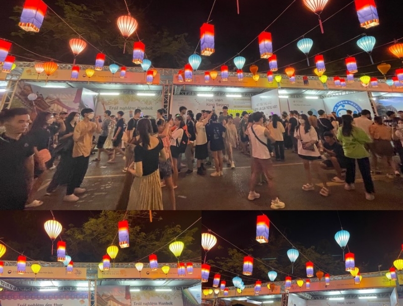 Bạn sẽ được thỏa sức trải nghiệm văn hóa Hàn Quốc như thưởng thức ẩm thực Hàn, mặc Hanbok hay viết chữ tiếng Hàn. (Ảnh: Nguyễn Hà Linh)