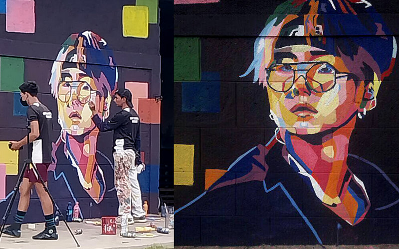 Los artistas nicaragüenses actualmente se encuentran trabajando en un mural de otro de los miembros del grupo BTS 