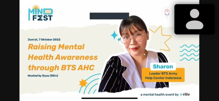 Poster acara memperingati hari kesehatan jiwa dunia bersama BTS AHC (dokumentasi Sharon Mailangkay, diperoleh dengan izin)