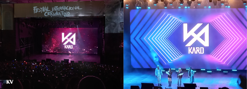Actuación del grupo de K-pop KARD en el FIC, en Guanajuato, México. 