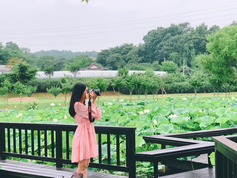 Đây là một không gian đậm chất nghệ thuật. Đến đây vào mùa sen nở bạn còn có thể tận hưởng hương hoa và hòa mình vào thiên nhiên. (Ảnh: Nguyễn Thị Huyền Trang)