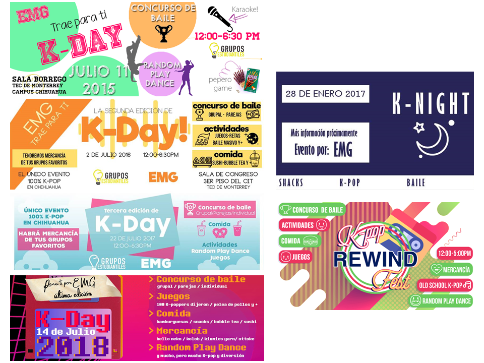 Banners promocionales del K-Day realizados por el grupo EMG |