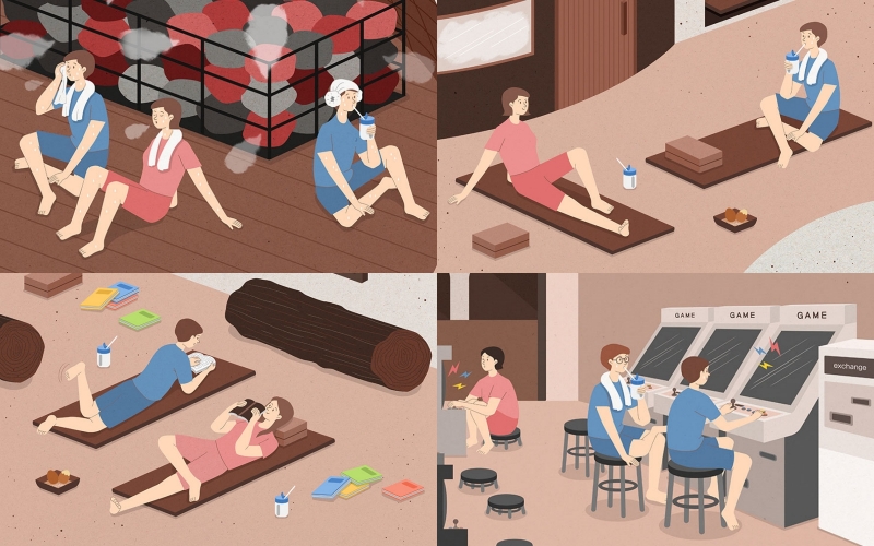 Jjimjilbang trở thành một điểm mà khách du lịch không thể bỏ qua khi đi du lịch Hàn Quốc. (Ảnh: iclickart)