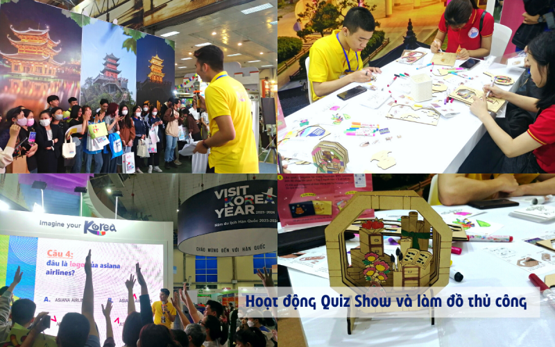 Hoạt động Quiz Show và làm đồ thủ công Hàn Quốc là những hoạt động thu hút được sự tham gia của rất nhiều khách tham quan. (Ảnh: Lưu Thị Thu Loan)