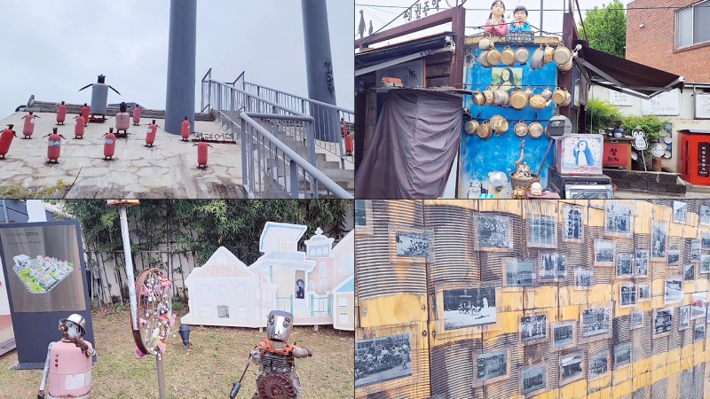 Nghệ thuật độc đáo ở Làng Chim Cánh Cụt Gwangju đã phản ánh được một phần nhỏ văn hóa và cuộc sống người dân giai đoạn thập niên 70 – 80 thông qua nét chấm phá cổ điển chứa đựng sự thú vị, hấp dẫn. (Ảnh: Chụp màn hình từ video trên kênh YouTube Amber cw, Biên tập: Vũ Đỗ Hải Hà)