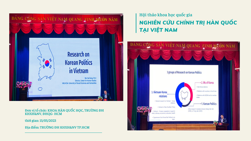 Phiên toàn thể với đề dẫn nghiên cứu chính trị Hàn Quốc tại Việt Nam do TS. Bùi Hải Đăng trình bày (Ảnh: Phùng Thị Thu Sang)