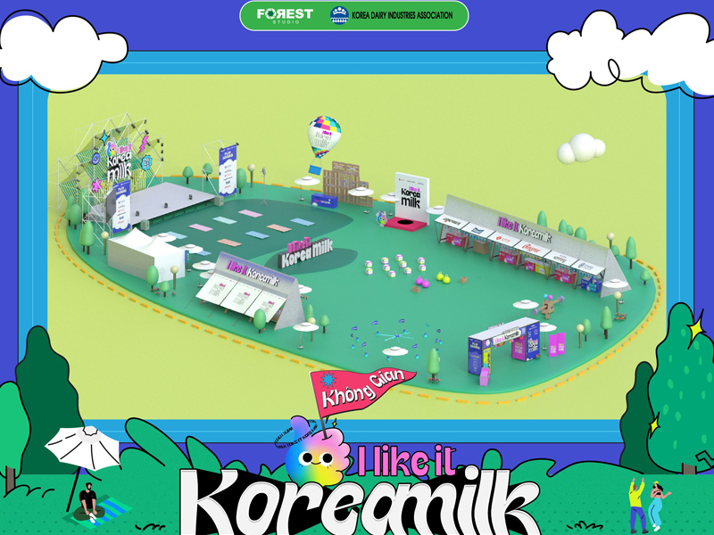 Toàn bộ thiết kế không gian mang màu sắc trẻ trung năng động của sự kiện “I Like It Korea Milk Playground 2023” ở TP.HCM. (Ảnh: Trang Facebook I Like It. Korea Milk)