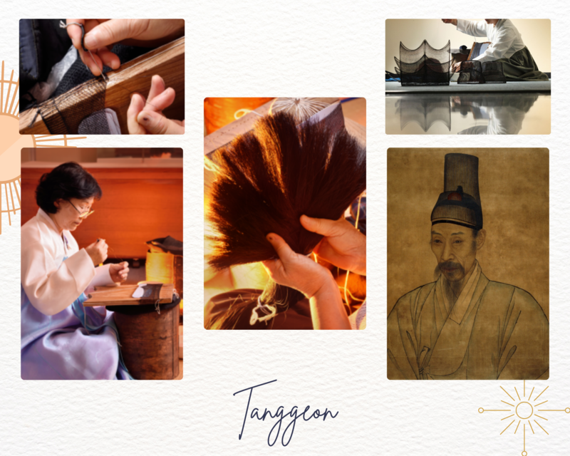 En la foto se muestra el proceso de elaboración del tanggeon y a su portadora Kim Hye-Jong (esquina inferior izquierda). | Administración del Patrimonio Cultural de Corea y Wikimedia Commons 