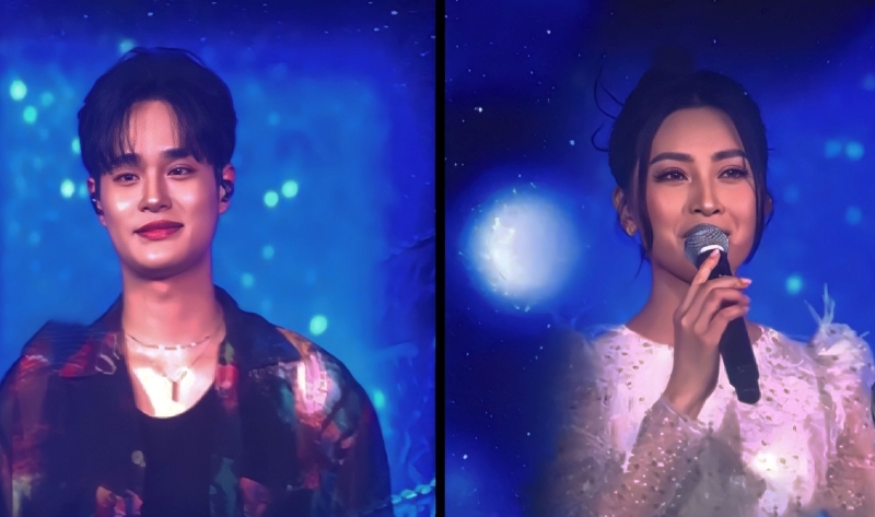 Sự song kiếm hợp bích giữa Lee Daehwi và Huyền Trang đã phần nào thêm gia vị cho đêm âm nhạc đầy cảm xúc. (Ảnh: Hoàng Xuân Tùng) 