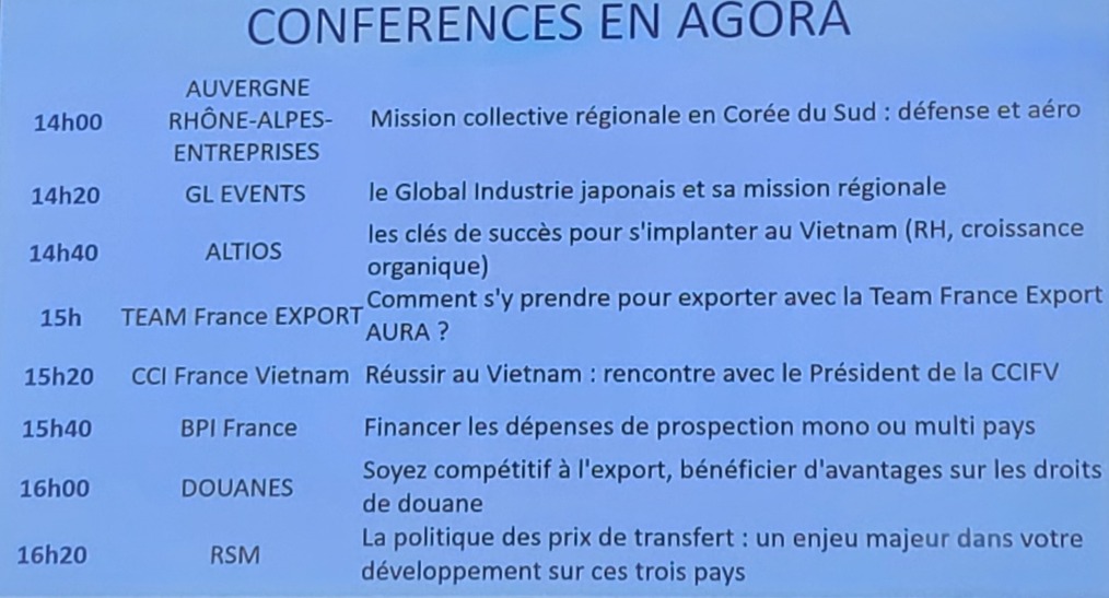 Planning des conférences en Agora.