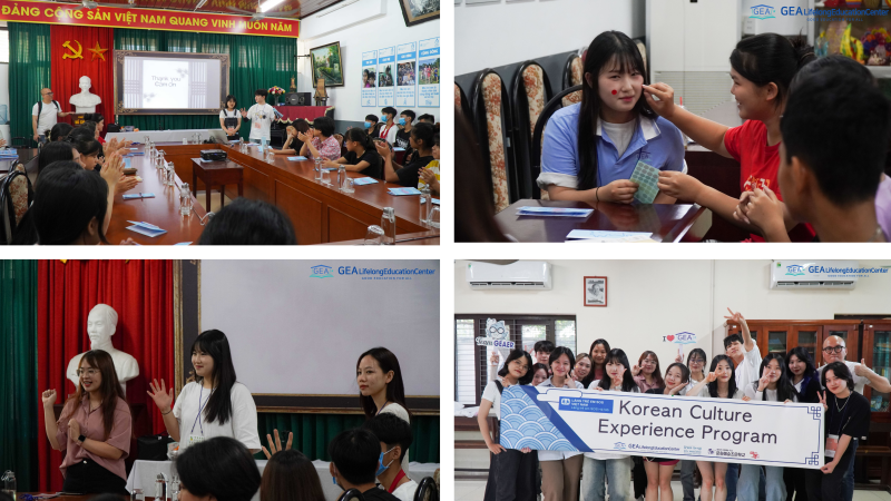 Các thành viên đoàn tình nguyện luôn luôn mỉm cười và thể hiện tinh thần nhiệt huyết xuyên suốt chương trình. (Ảnh: Trung tâm GEA Lifelong Education)
