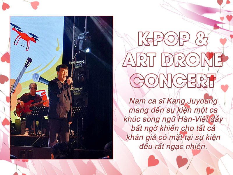 Nam ca sĩ Kang Juyoung truyền tải giọng hát ấm áp qua bản ballad dịu êm “Xa em kỉ niệm” được trình bày dưới dạng song ngữ Hàn - Việt, màn trình diễn đã chiếm được nhiều tình cảm từ đông đảo khán giả có mặt tại buổi concert. (Ảnh: Vũ Đỗ Hải Hà)