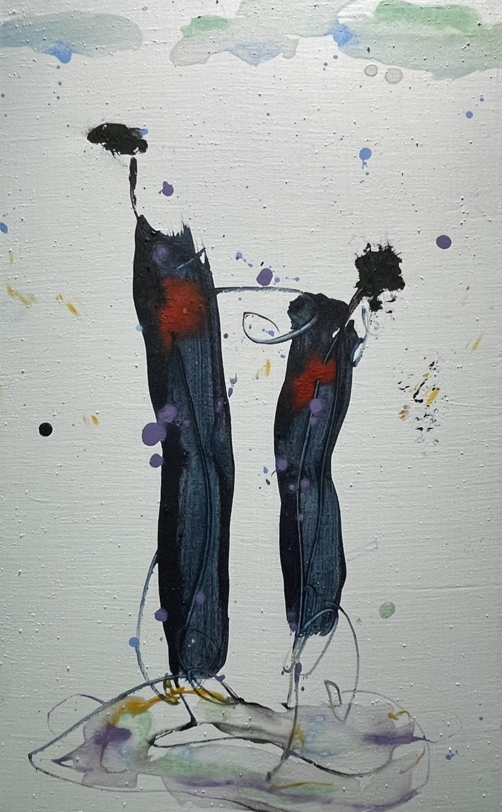 Tu m’aimes ?, acrylique et encre de Chine, 50 cm X 30 cm. Photo prise le 15 août 2022.