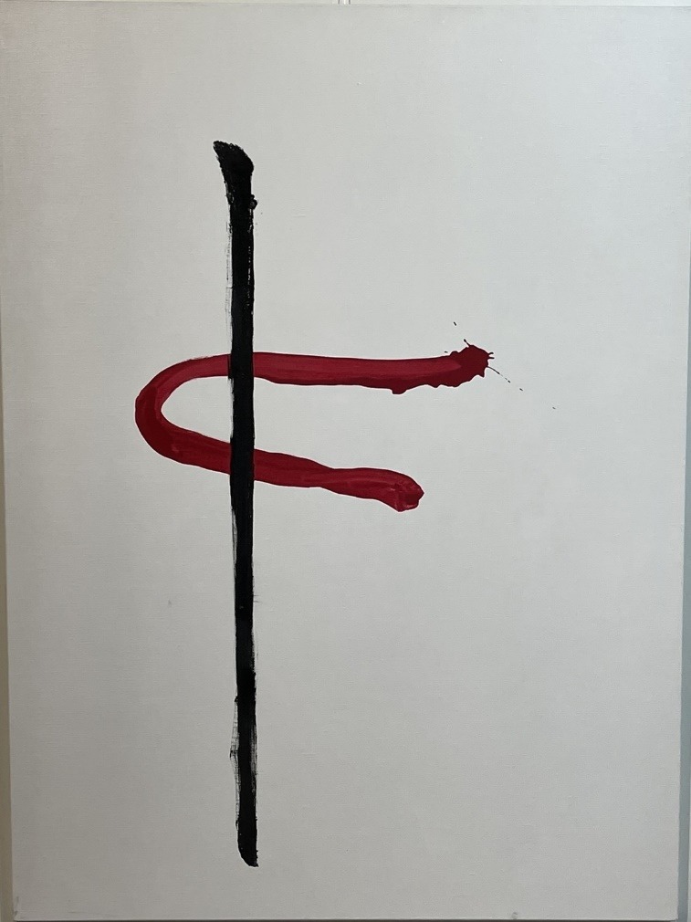 Calme, acrylique et encre de Chine, 130 cm X 97 cm, 2005. Photo prise le 15 août 2022.