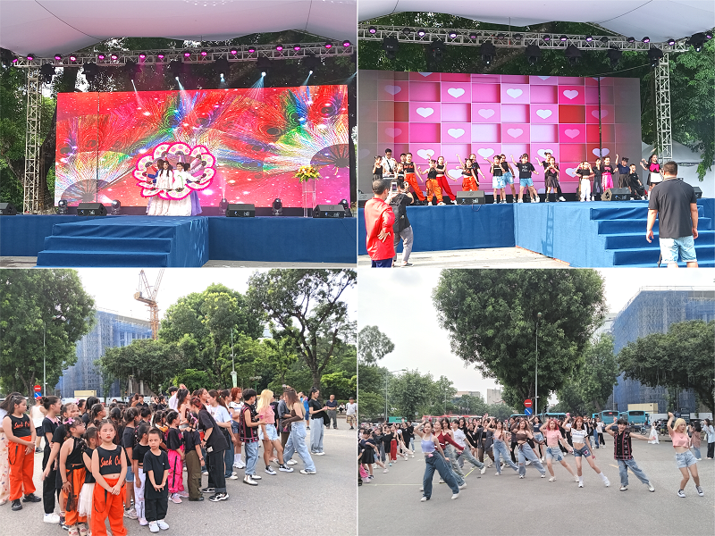 Các tiết mục biểu diễn nghệ thuật và hoạt động trình diễn PINK FLASHMOB nhận được sự tham gia, quan tâm của đông đảo khách tham quan. (Ảnh: Lưu Thị Thu Loan)