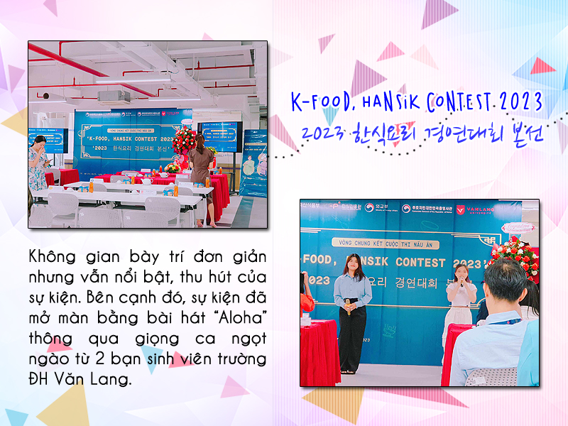 Không gian bày trí đơn giản nhưng vẫn nổi bật tại sự kiện kết hợp cùng sự mở màn ngọt ngào của bộ đôi sinh viên trường Đại học Văn Lang thông qua bài hát “Aloha”. (Ảnh: Vũ Đỗ Hải Hà)