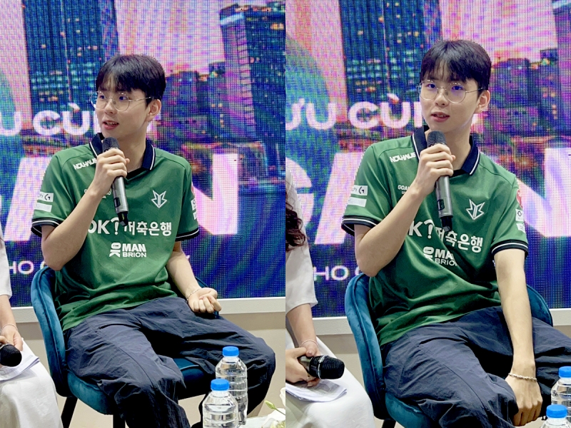 Để cảm ơn người hâm mộ, tuyển thủ Morgan chia sẻ tại sự kiện: “Ngày hôm nay gặp các bạn thì tôi nghĩ rằng bản thân mình cần cố gắng để thi đấu tốt hơn nữa”. (Ảnh: Trần Hoàng Duy)