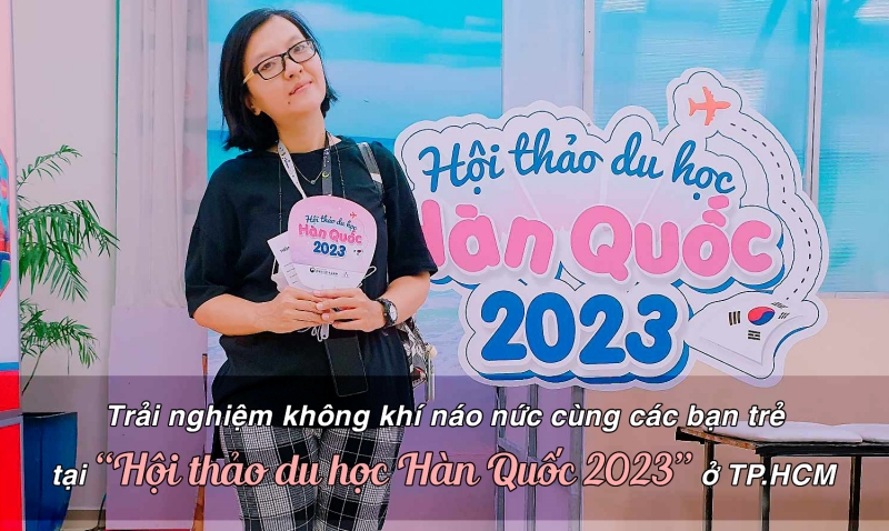 “Hội thảo du học Hàn Quốc 2023” không chỉ là cơ hội giúp các bạn trẻ tìm hiểu về những vấn đề liên quan đến việc du học ở xứ sở Kim Chi, mà mặt khác, nó còn trở thành sân chơi giải trí bổ ích thông qua một số hoạt động văn hóa đón chào Tết Trung thu cực kì hấp dẫn. (Ảnh: Vũ Đỗ Hải Hà)
