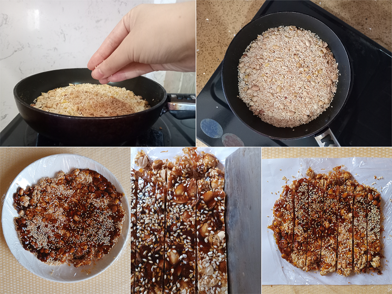 Sau khi đổ hỗn hợp vào chảo, các bạn nhớ đảo đều. Trước khi đổ hỗn hợp lên đĩa, các bạn nhớ bọc màng bọc thực phẩm (hoặc giấy bạc) có phết một lớp dầu ăn mỏng lên trên. (Ảnh: Lưu Thị Thu Loan)