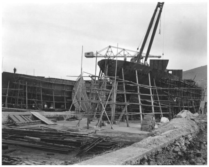 Vista panorámica de un taller de construcción naval en Corea en 1963┃Archivos Nacionales de Corea