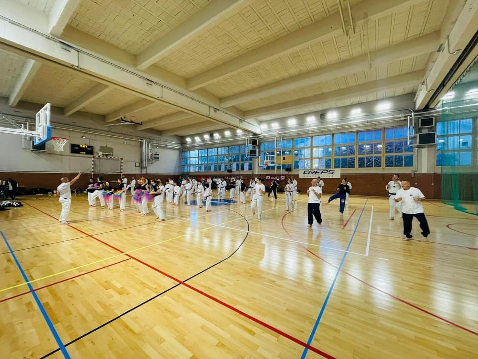 Une séance d’échauffement avec Maître Stéphano Rizzi // Body Taekwondo. ( Photo : Daniel Formichi)