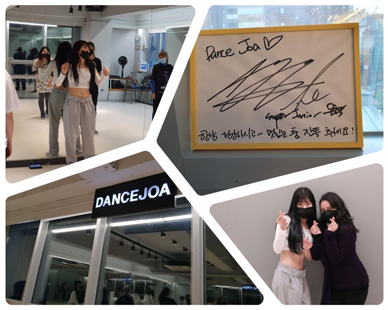 La reportera honoraria de Korea.net Ivana Alzaga se toma una foto conmemorativa con su maestra de baile, durante la clase que se llevó a cabo en las instalaciones de la academia DANCEJO, ubicada en el distrito de Gangnam, en Seúl. Las instalaciones de baile son muy cómodas y me sorprendió encontrar un autógrafo de Eunhyuk, integrante de Super Junior, uno de los grupos de K-pop más populares y uno de los primeros que escuché en mi adolescencia. | Vũ Đỗ Hải Hà e Ivana Alzaga 