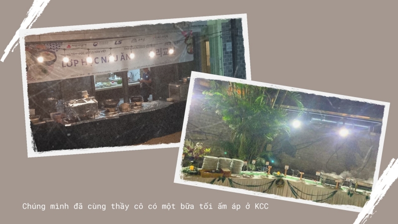 Bữa ăn buffet của Trung tâm Văn hóa Hàn Quốc (KCC) tại Việt Nam trong buổi lễ tốt nghiệp khóa học tiếng Hàn năm học 2023. (Ảnh: Võ Minh Thu)