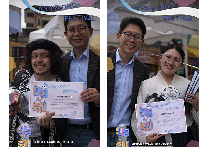 Participantes de la actividad de canto en la entrega de sus reconocimientos | Embajada de Corea en Bolivia