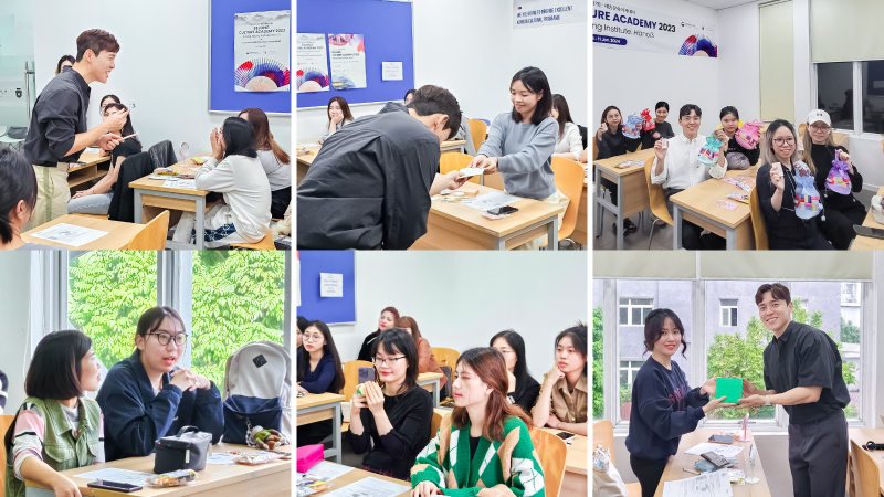 Những tương tác tích cực trong suốt 6 lớp học K-beauty. (Ảnh: Học viện King Sejong Hà Nội 3)
