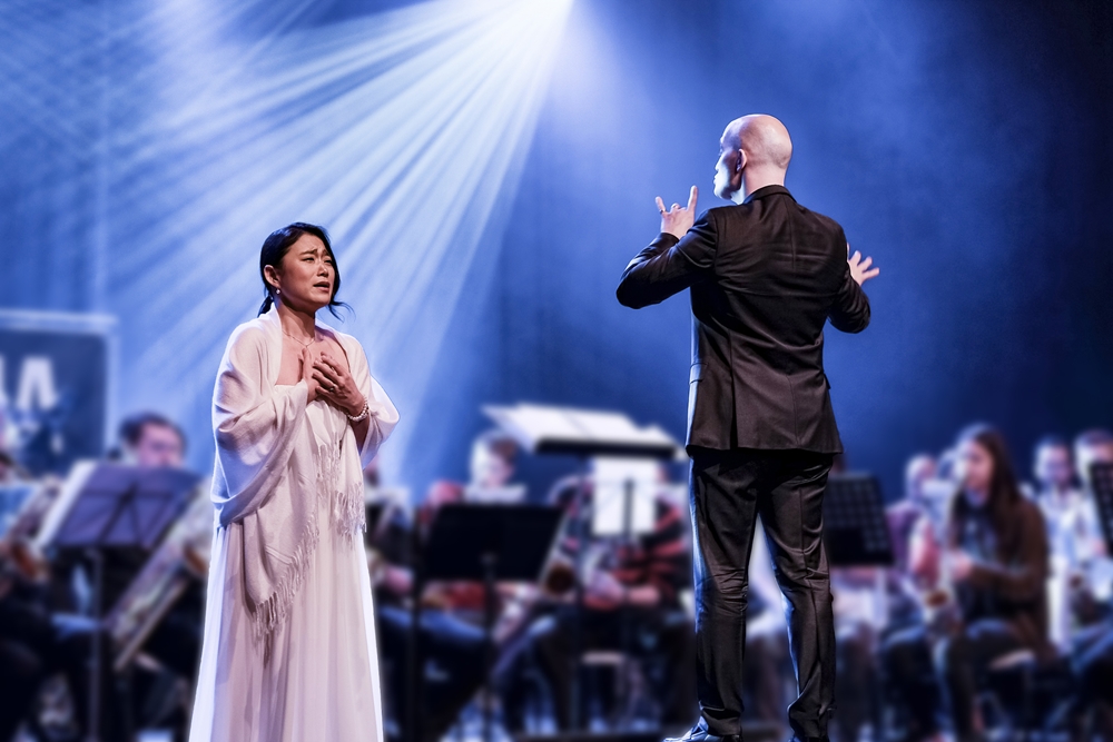 Bobae Kim avec l’Orchestre de Saxophones des Hauts-de-France, sous la direction de Benjamin Chalat. © Daniel Edouin, photographe