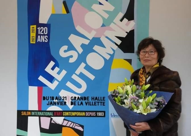 Eum Soon-Ok au Salon d'automne en janvier 2024. © Kang Hana