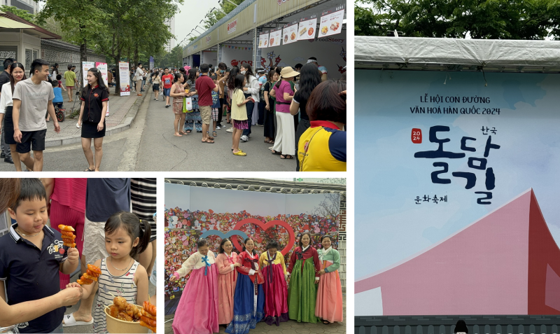 “Lễ hội con đường văn hóa Hàn Quốc 2024” là sự kiện mang tới nhiều hoạt động trải nghiệm thú vị cùng những kiến thức bổ ích về văn hoá Hàn Quốc, thu hút sự quan tâm của cư dân sinh sống ở Hà Nội và khu vực phía Bắc tìm đến tham quan. (Ảnh: Hoàng Xuân Tùng)