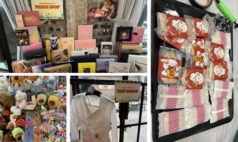 Hay những gian hàng như merch K-pop, kẹo Dalgona, trang phục K-pop,... đã chinh phục trái tim của những người yêu thích xu hướng Hàn Quốc. (Ảnh: Hoàng Xuân Tùng)