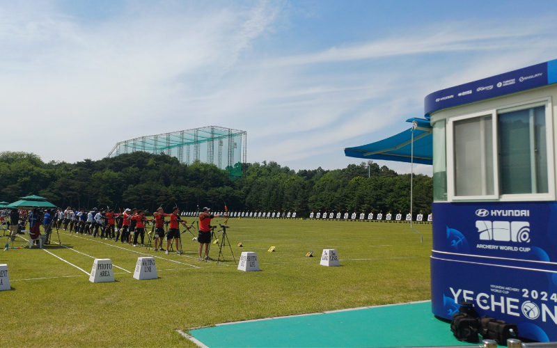 Lapangan kualifikasi dan eliminasi pada Kompetisi Hyundai Archery World Cup 2024 Stage 2.