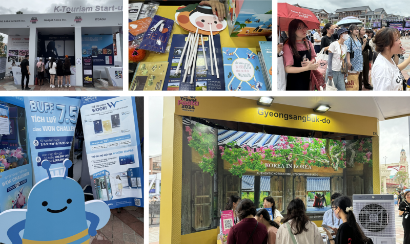“Korea Travel Festa 2024” là sự kiện mang tới nhiều hoạt động trải nghiệm thú vị về văn hóa cùng những kiến thức bổ ích về địa điểm du lịch Hàn Quốc, thu hút sự quan tâm của cư dân sinh sống ở Hà Nội và khu vực phía Bắc tìm đến tham quan. (Ảnh: Hoàng Xuân Tùng)