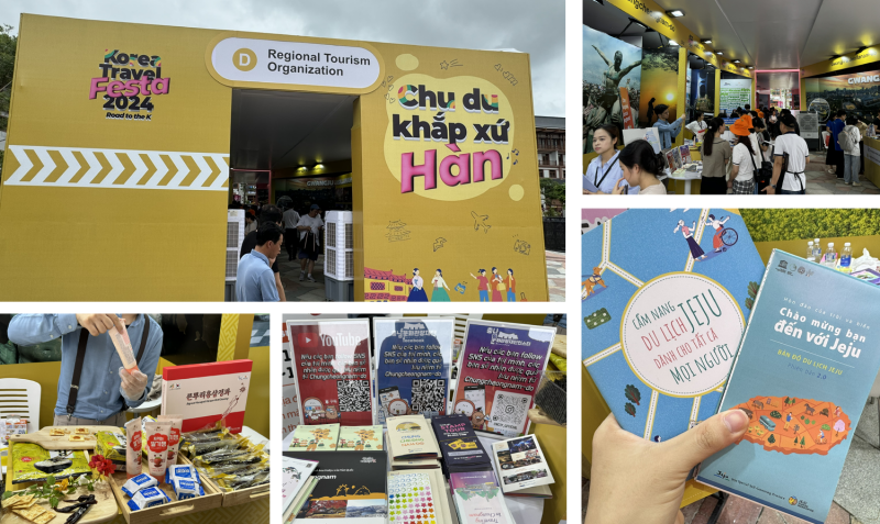 Sự đa dạng và hấp dẫn trong từng địa điểm du lịch tại gian hàng Cục xúc tiến du lịch địa phương đã khiến phóng viên Hoàng Xuân Tùng vô cùng thích thú, đặc biệt là gian hàng về du lịch Jeju. (Ảnh: Hoàng Xuân Tùng)